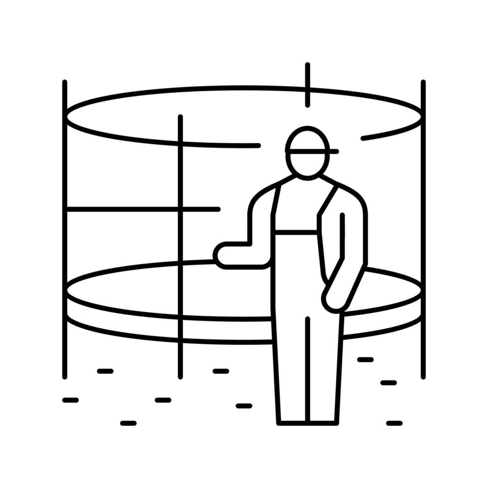 ilustración de vector de icono de línea de instalación de trampolín