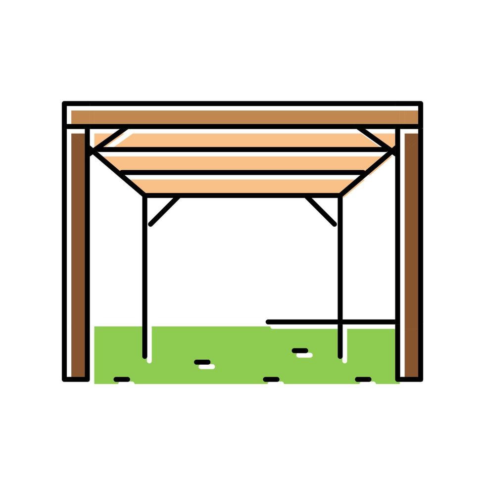 pérgola patio trasero construcción color icono vector ilustración