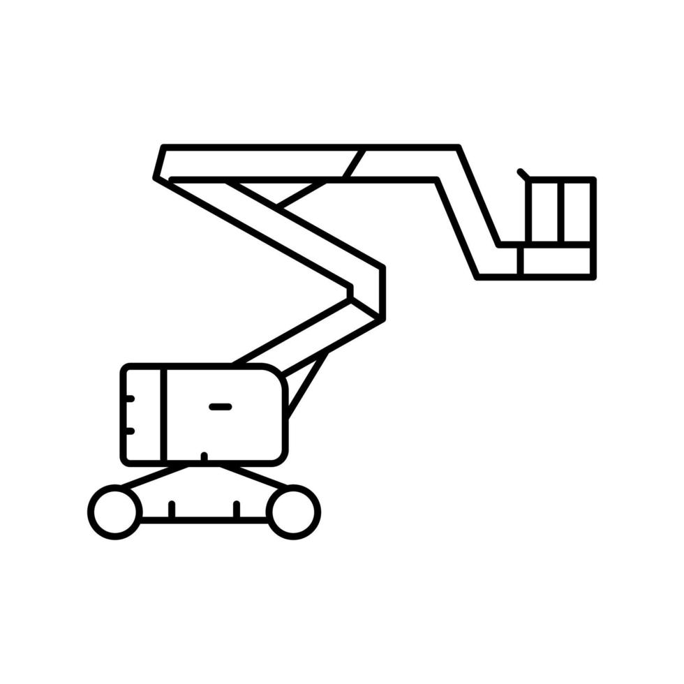 Ilustración de vector de icono de línea de vehículo de coche de construcción de elevación de pluma