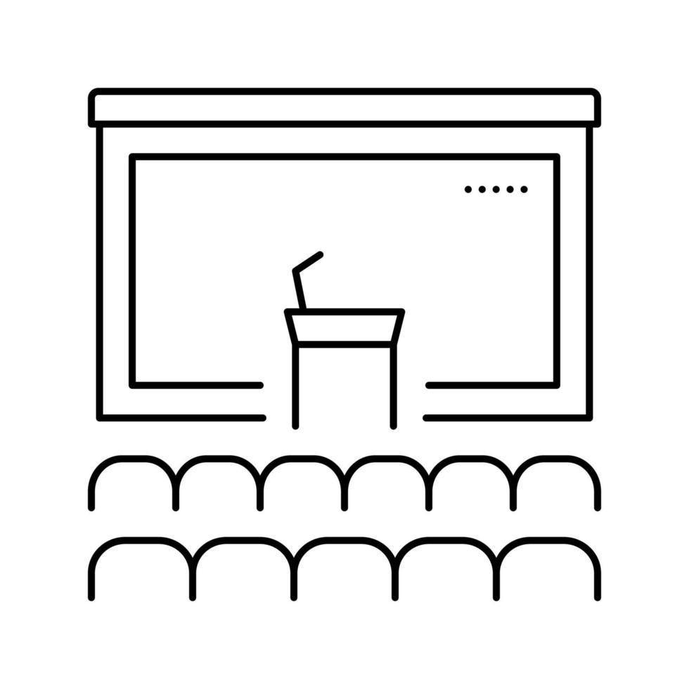 ilustración de vector de icono de línea de sala de conferencias
