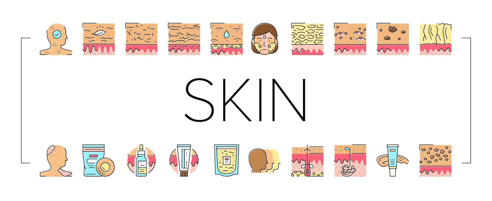 Skin Care Cosmetology And Treat Icons Set Vector