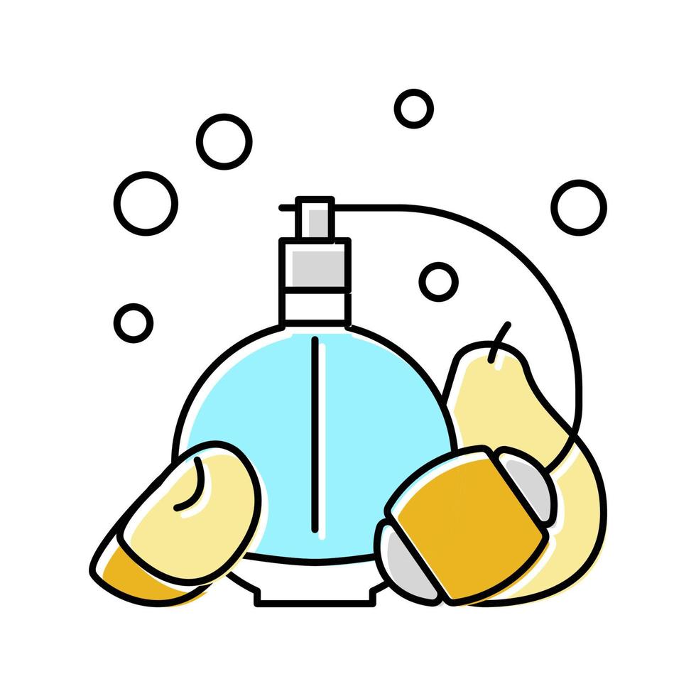notas afrutadas perfume color icono vector ilustración