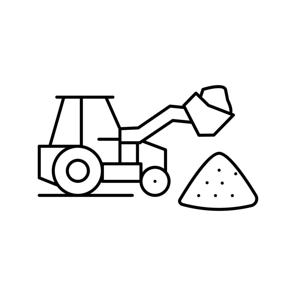 tractor stone gravel loading machine line icon vector illustration