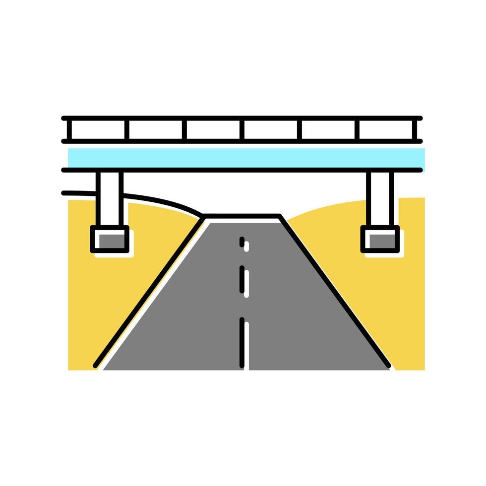 ilustración de vector de icono de color de carretera y puente