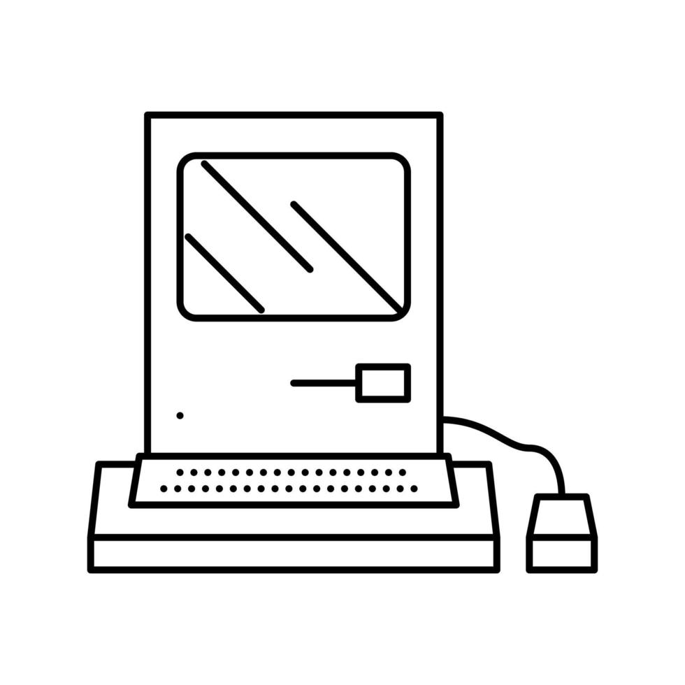 computer pc retro gadget line icon vector illustration
