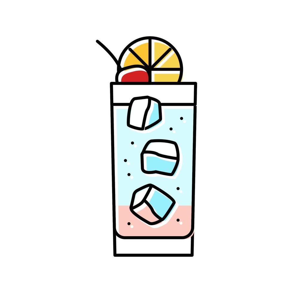 tom collins cocktail glass drink color icon vector illustration