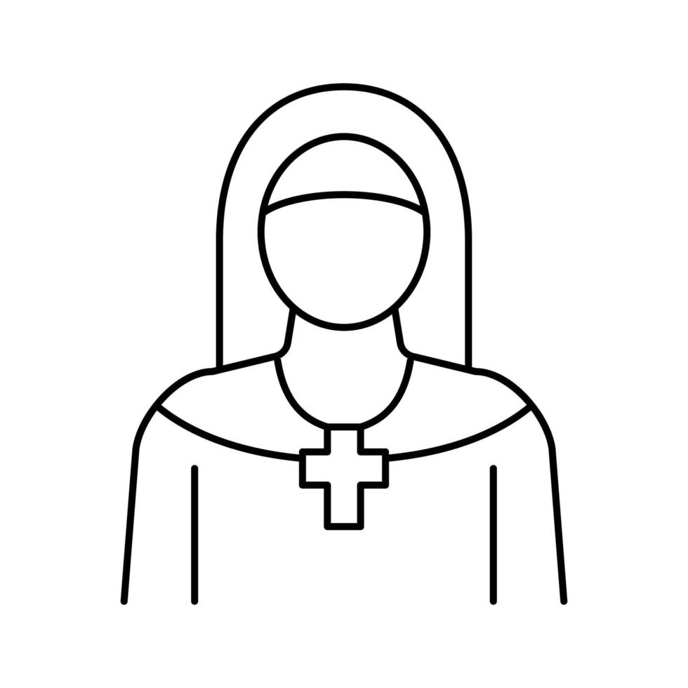 monja cristianismo línea icono vector ilustración