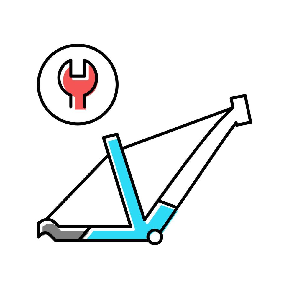 Ilustración de vector de icono de color de reparación de cuadro de bicicleta