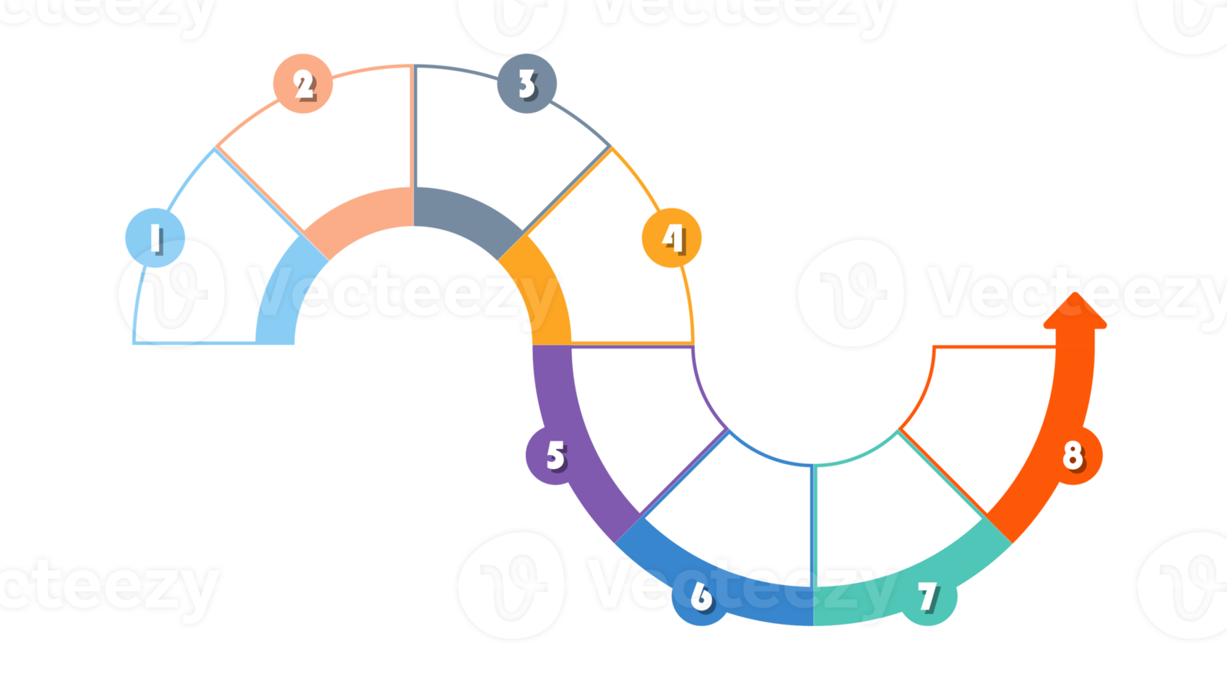 Infografik mit 8 Schritten, Prozess oder Optionen. png