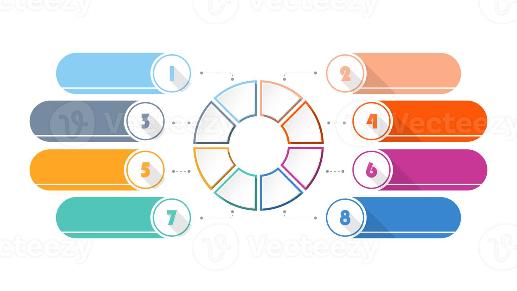 Infografik mit 8 Schritten, Prozess oder Optionen. png