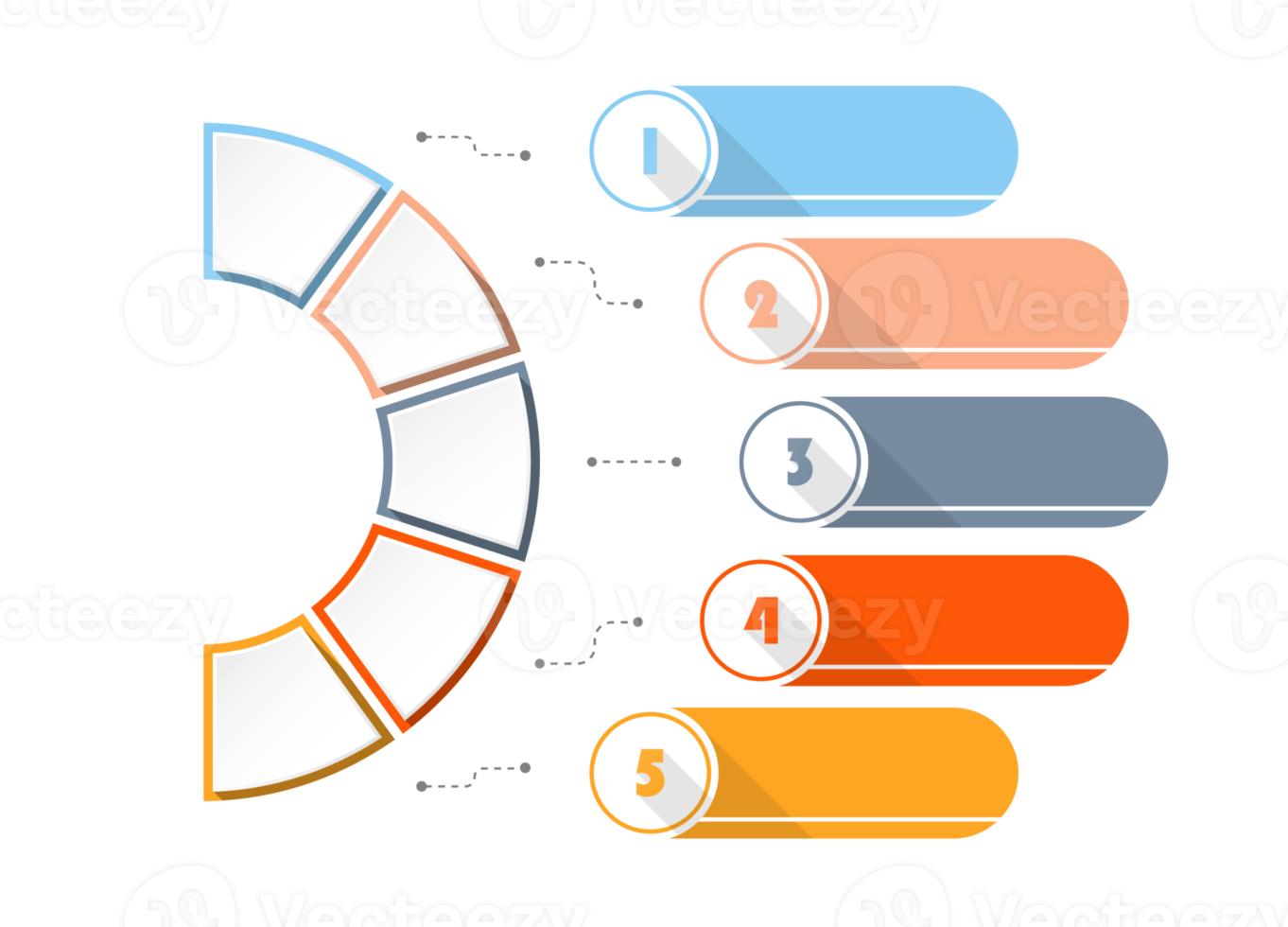 Infographic with 5 steps, process or options. png