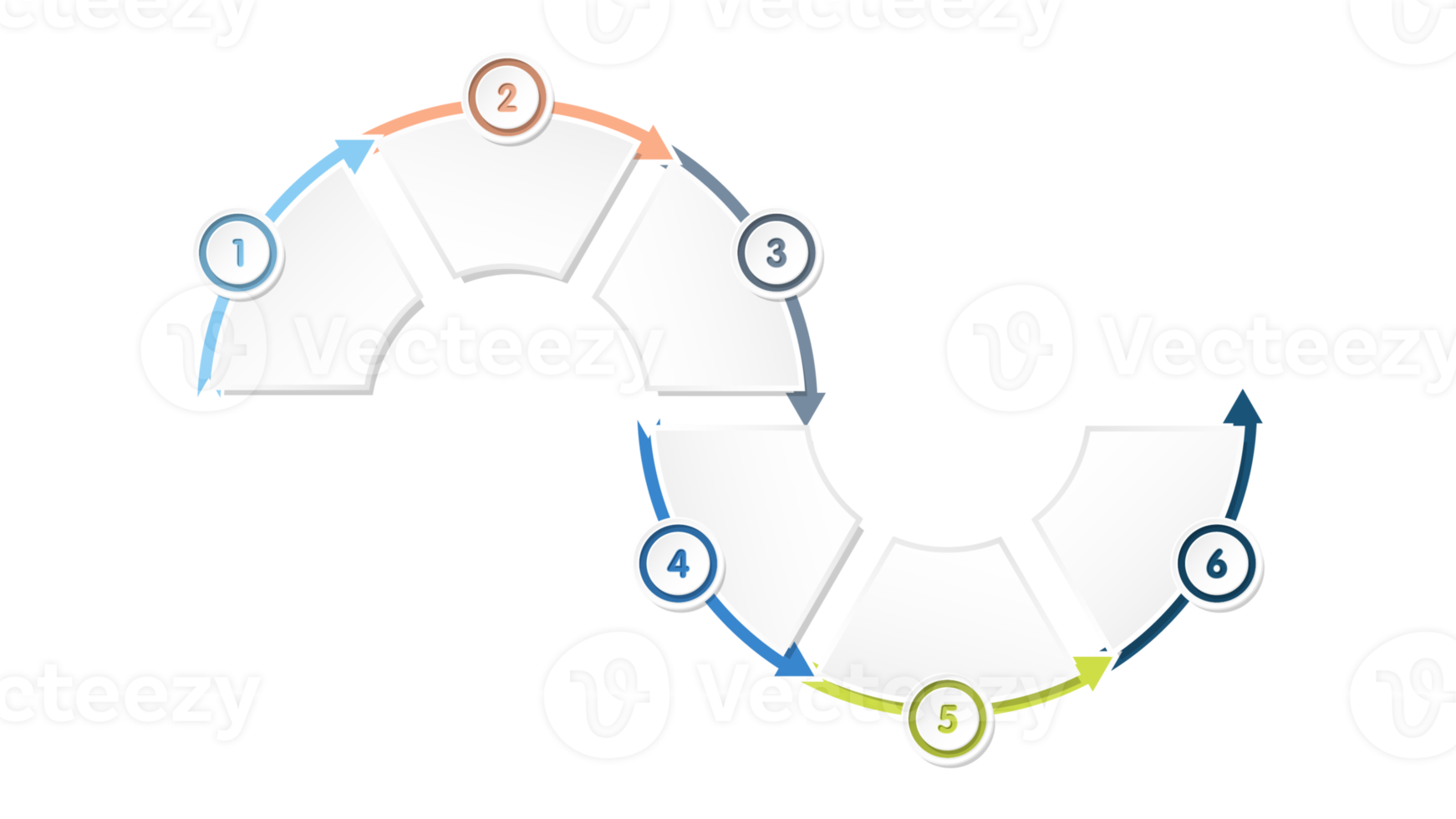 Infografik mit 6 Schritten, Prozess oder Optionen. png