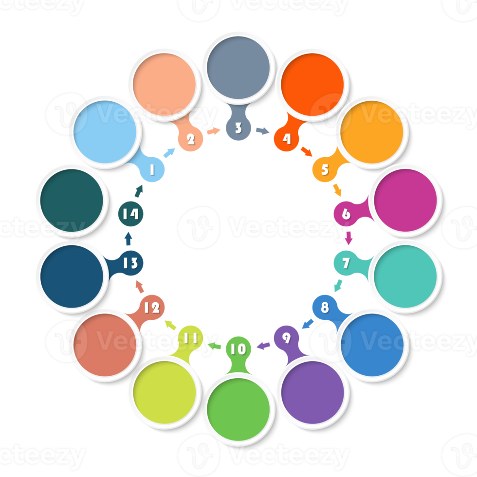Infographic with 14 steps, process or options. png