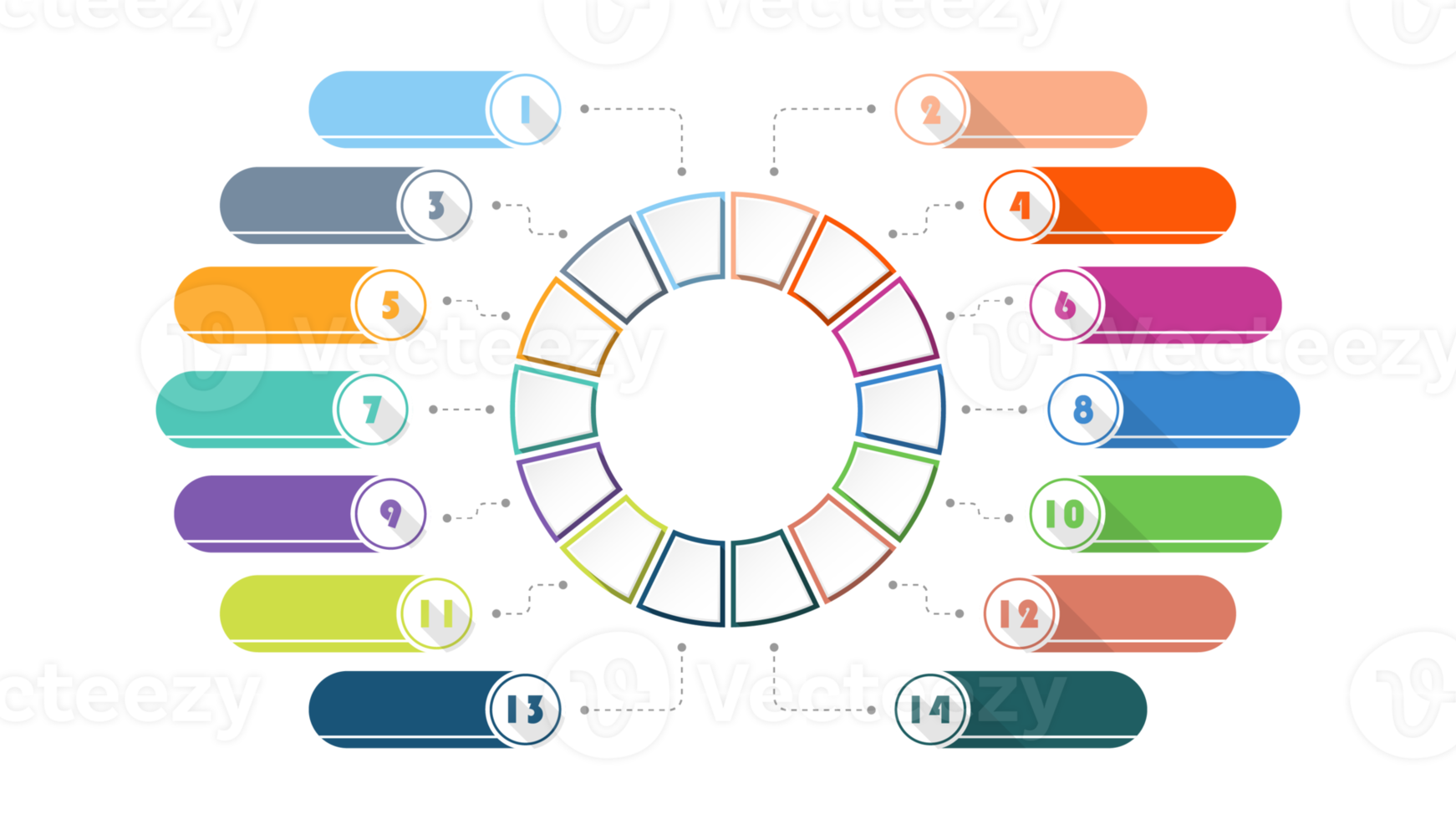 Infographic with 14 steps, process or options. png