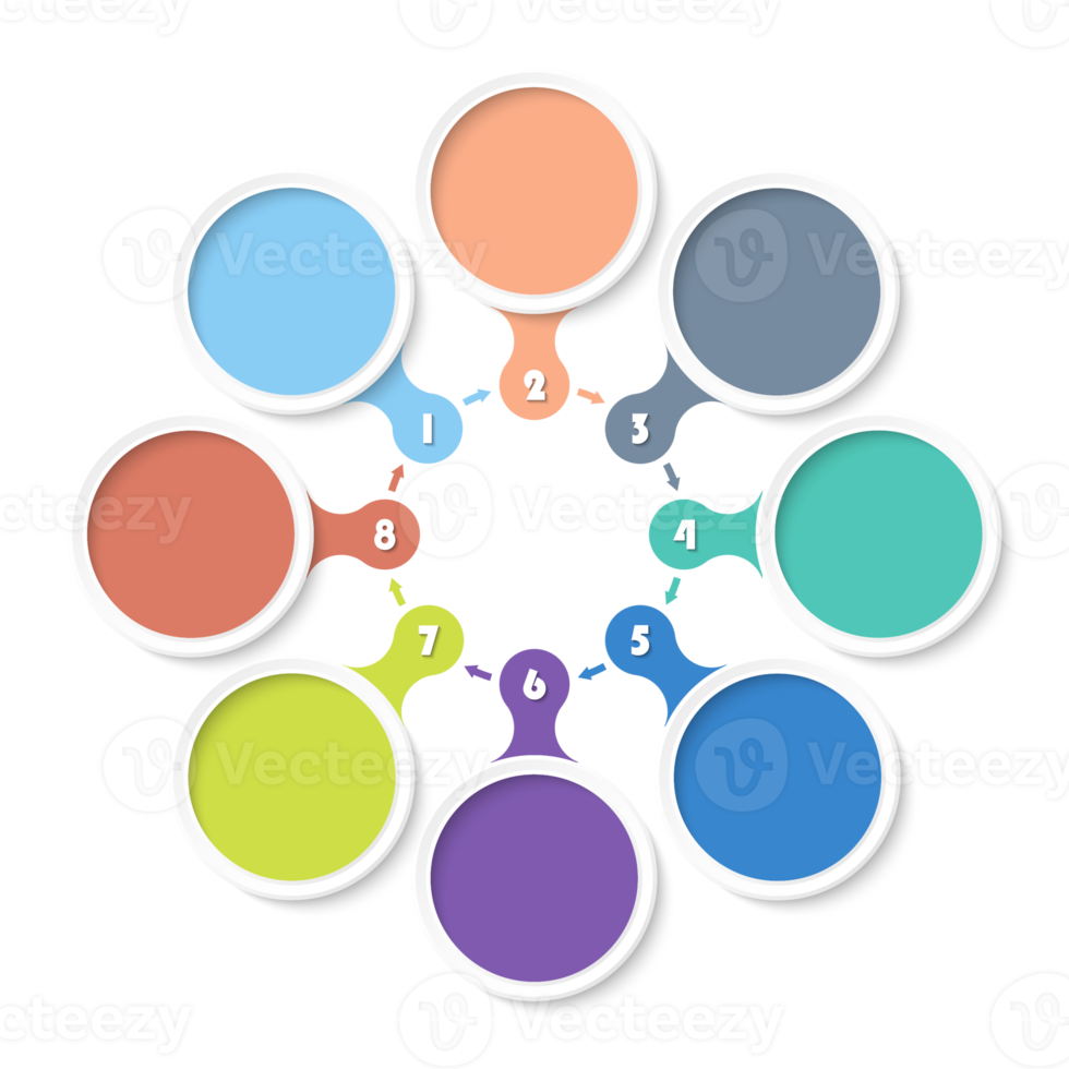 Infographic with 8 steps, process or options. png