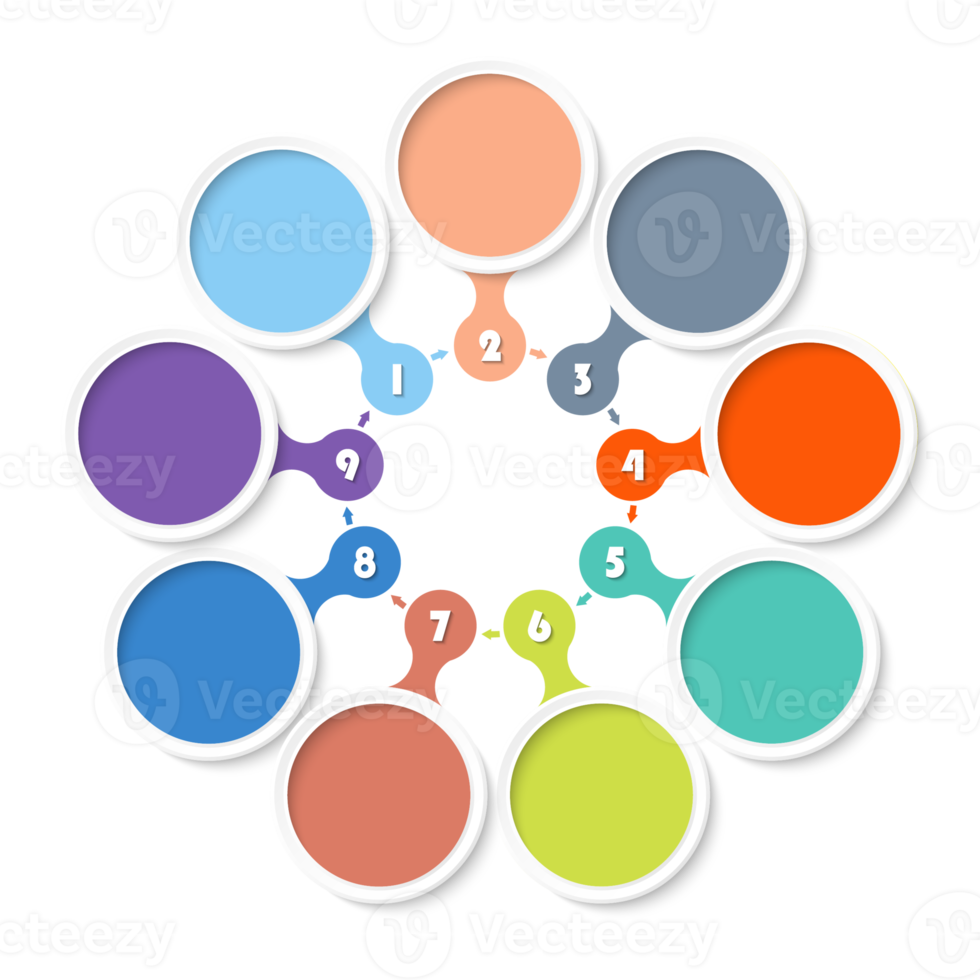 Infographic with 9 steps, process or options. png