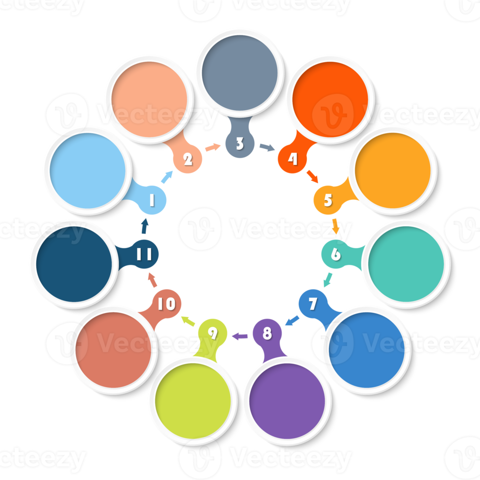 Infographic with 11 steps, process or options. png