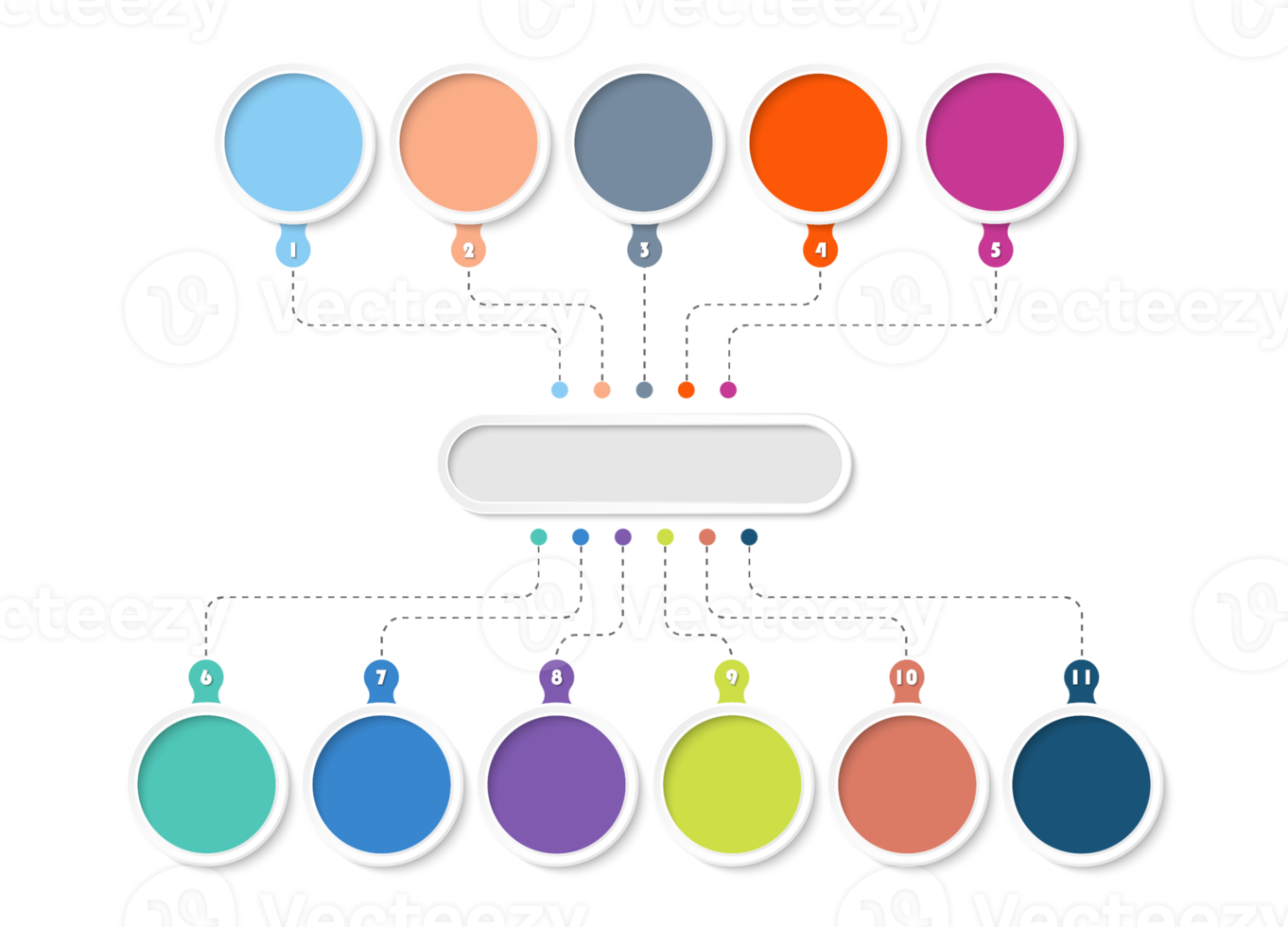 Infographic with 11 steps, process or options. png