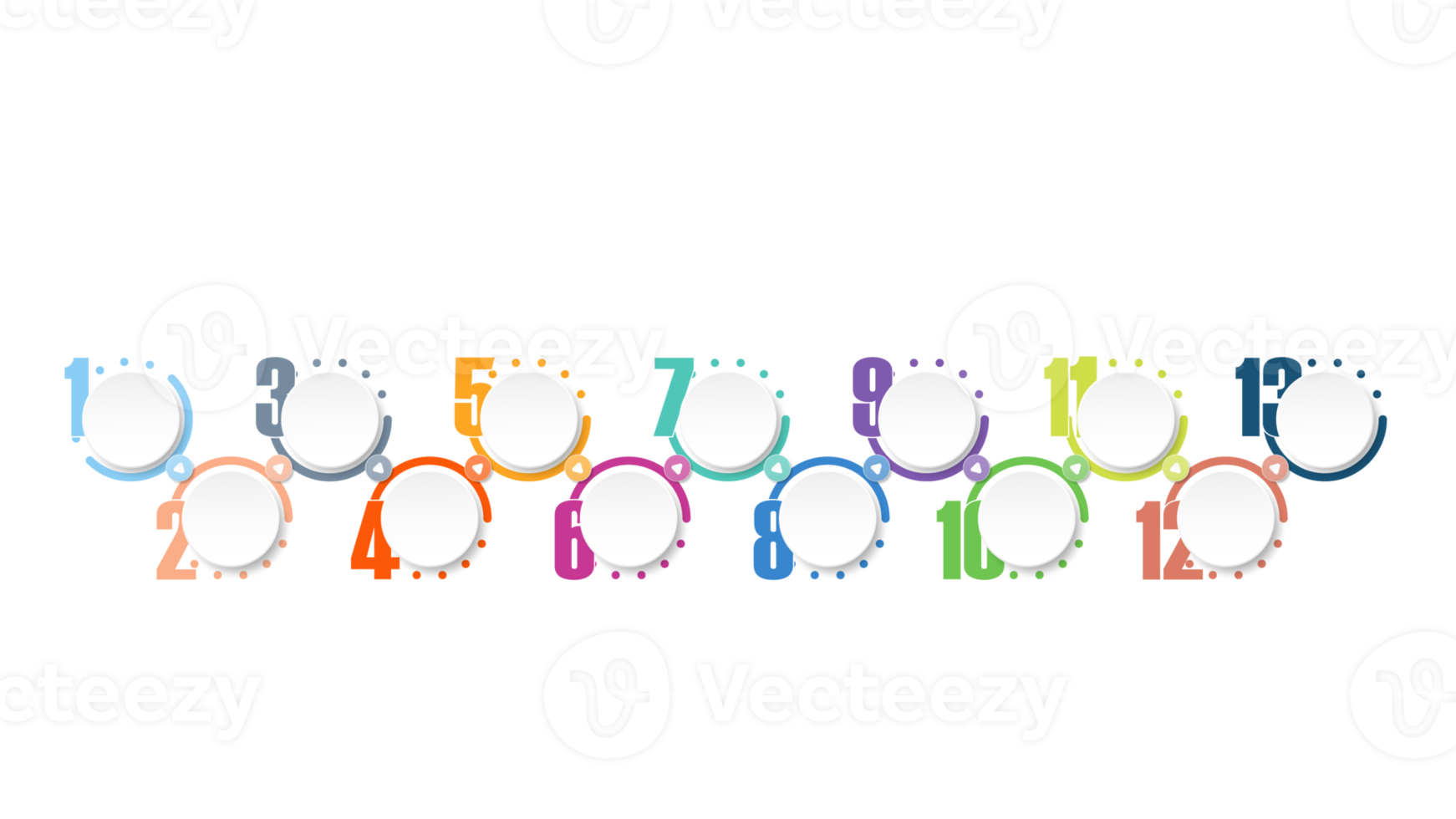 Infografik mit 13 Schritten, Prozess oder Optionen. png