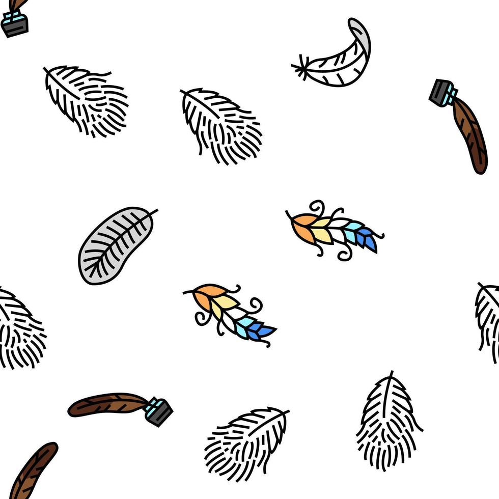 feather bird soft quil fluffy vector seamless pattern