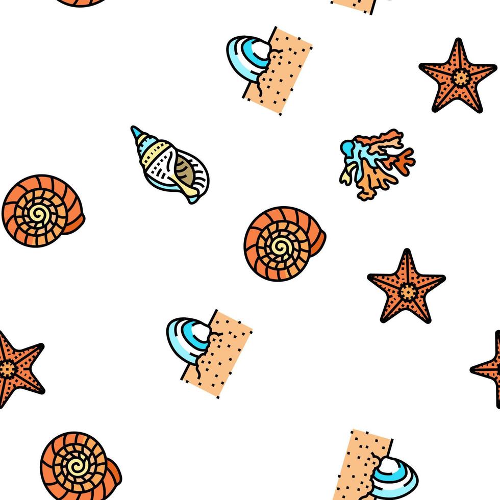 sea shell beach summer ocean vector seamless pattern