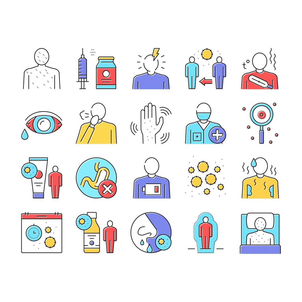 Chicken Pox Disease Collection Icons Set Vector