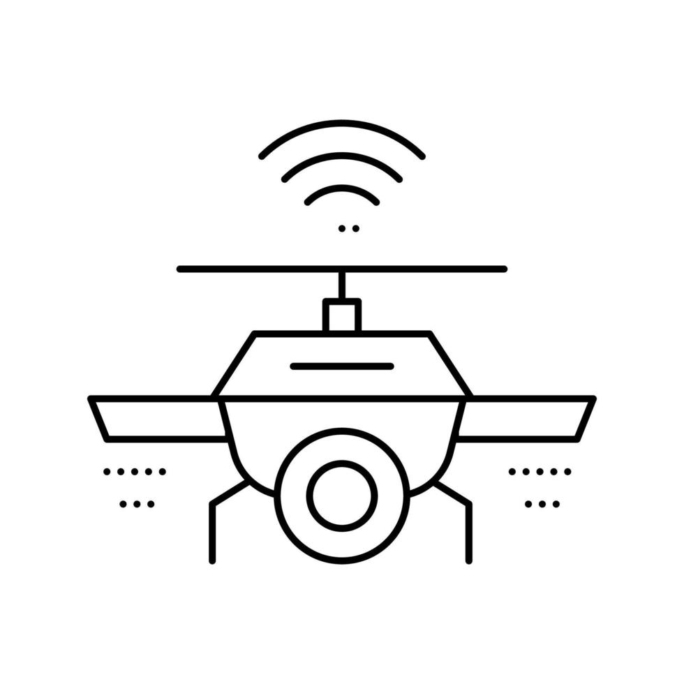 drone con wifi y cámara línea icono vector ilustración