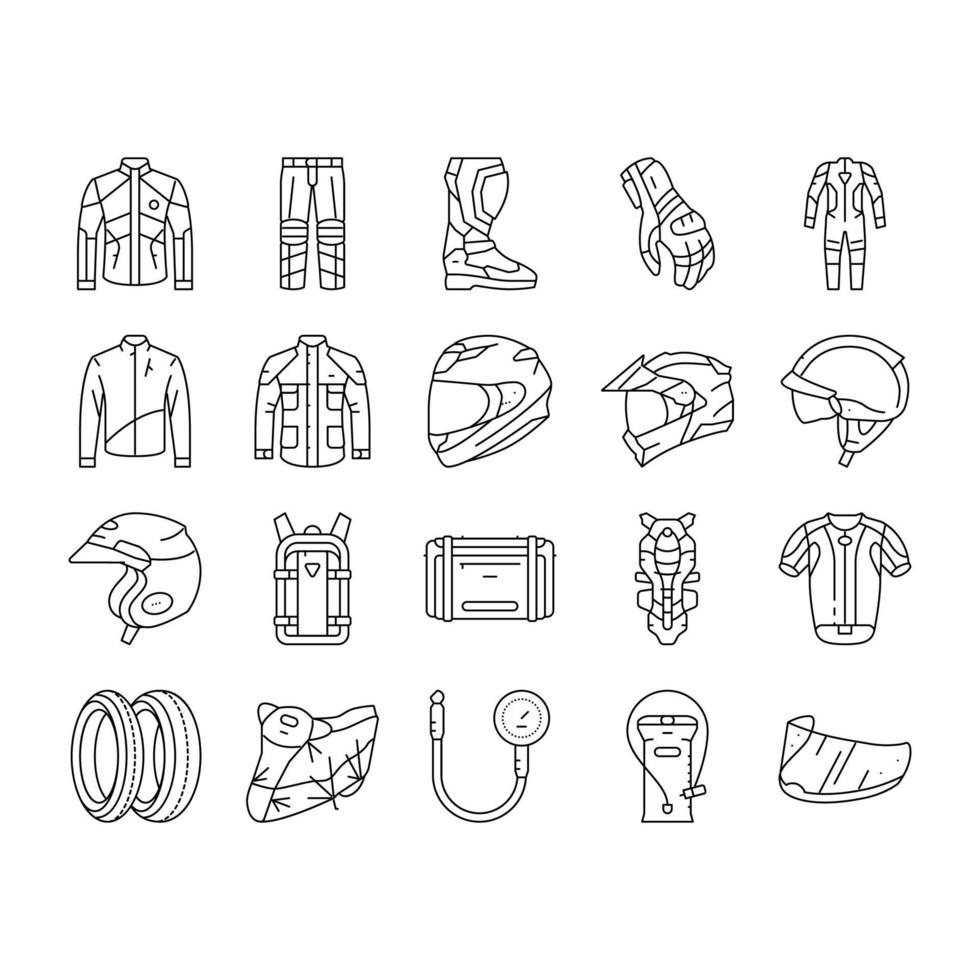 motorcycle bike motor sport icons set vector