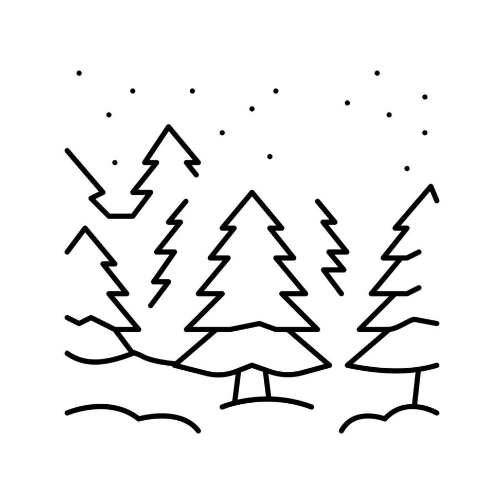 landscape winter line icon vector illustration