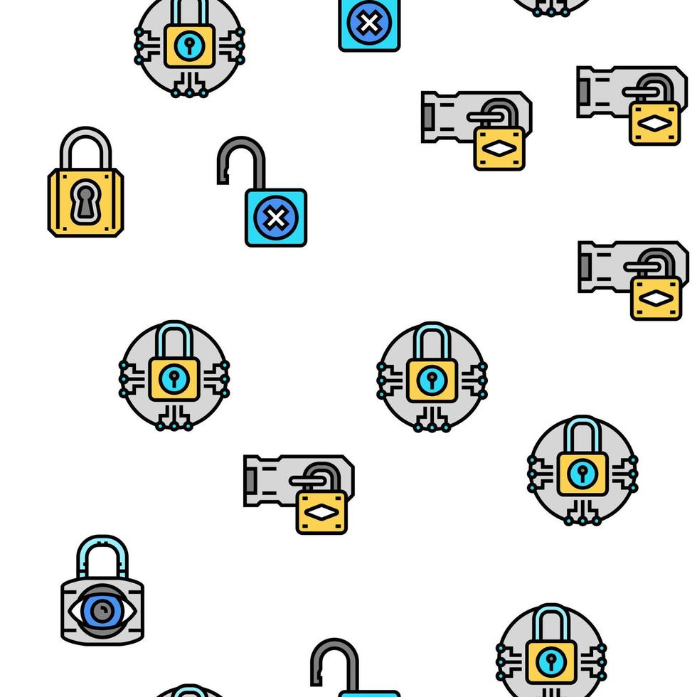 padlock lock safe password key vector seamless pattern