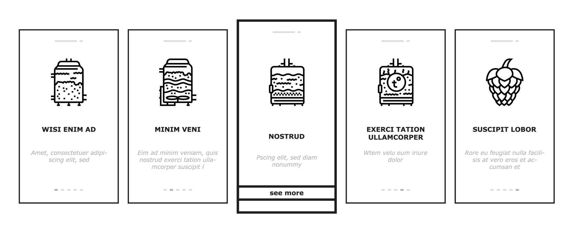 conjunto de iconos de incorporación de fábrica de cerveza de producción de cerveza vector