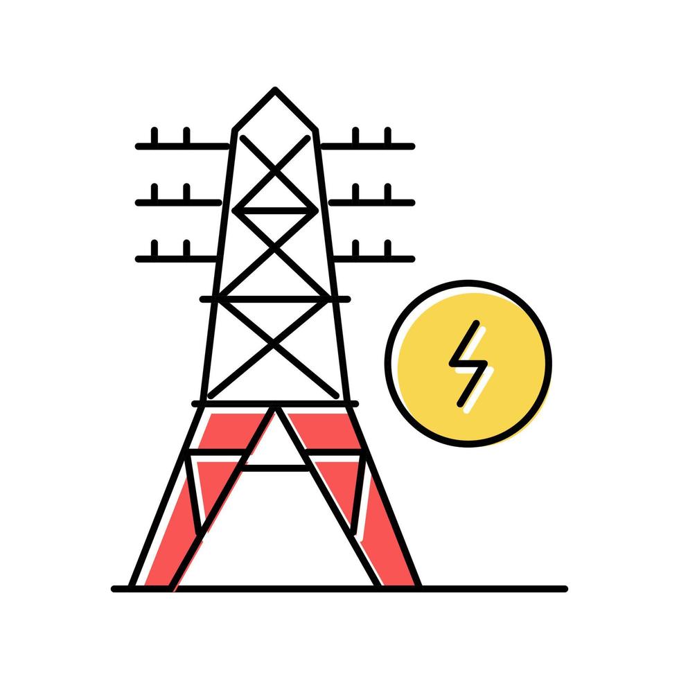 electrical tower color icon vector flat illustration