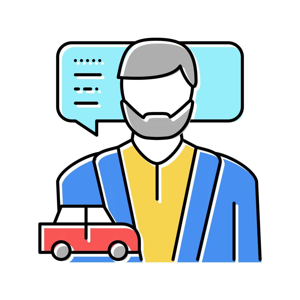 male driving school instructor color icon vector illustration