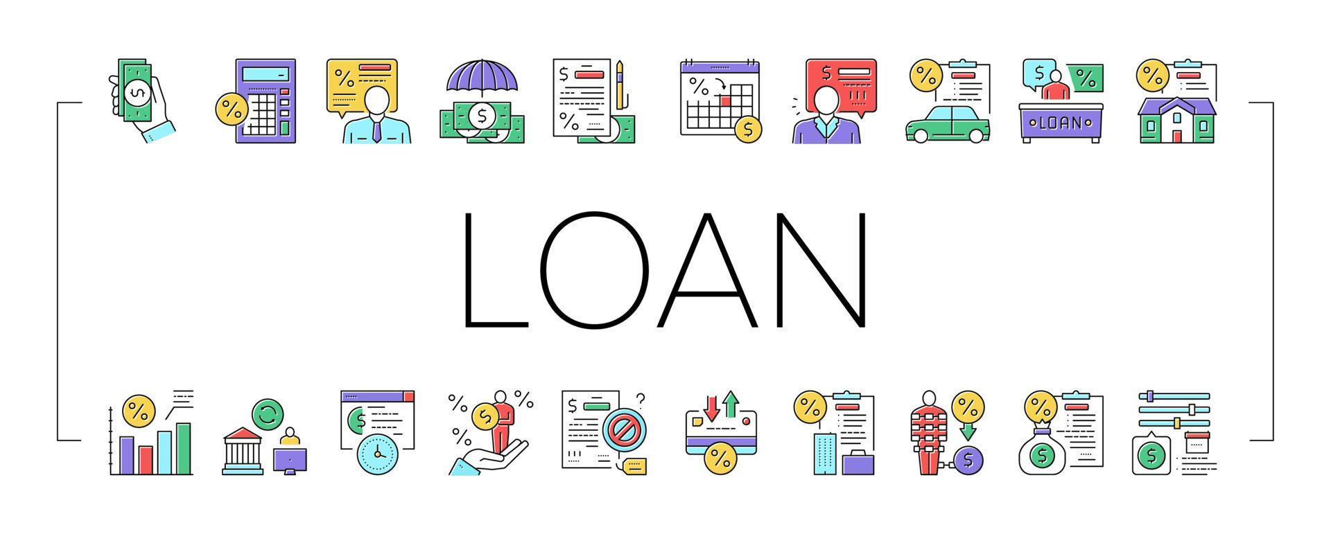 Loan Financial Credit Collection Icons Set Vector