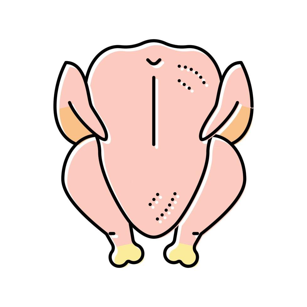 whole broiler chicken color icon vector illustration
