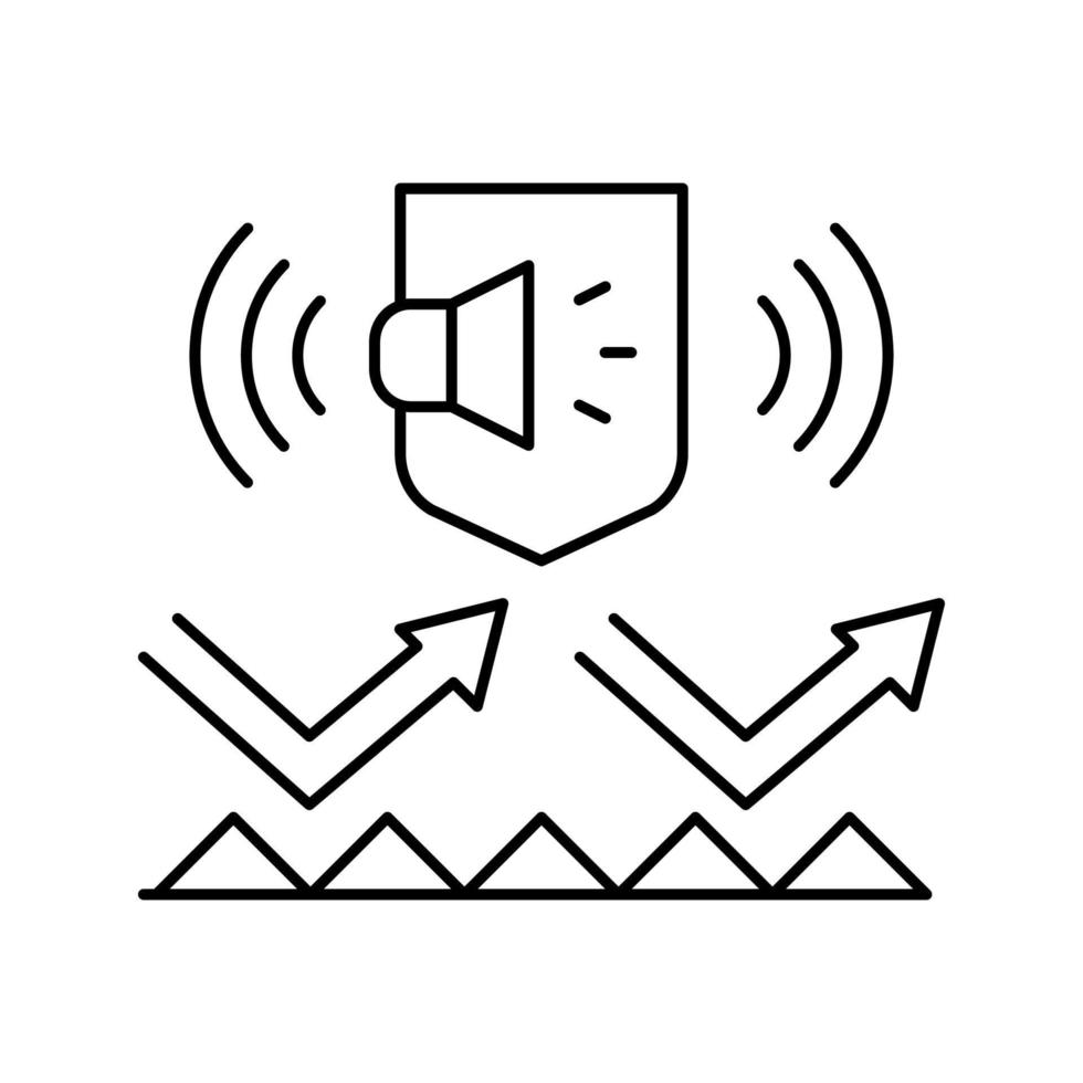 Ilustración de vector de icono de línea de capa de protección de ruido
