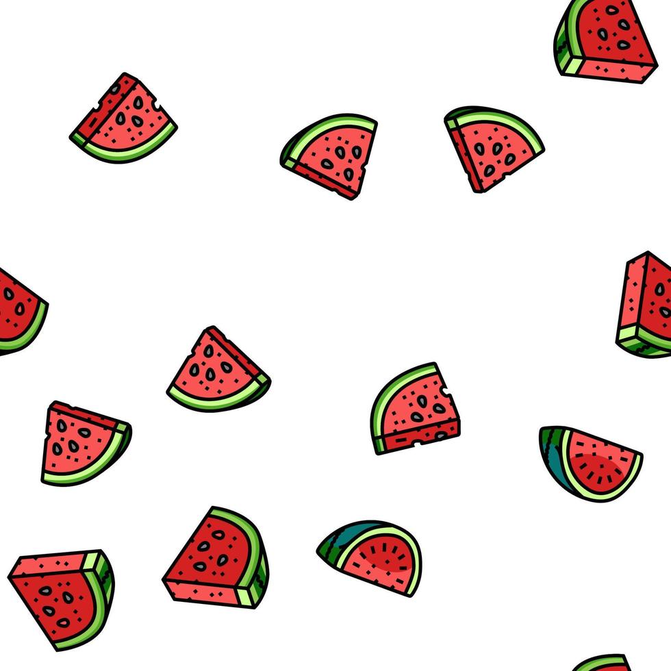 watermelon summer fruit slice vector seamless pattern