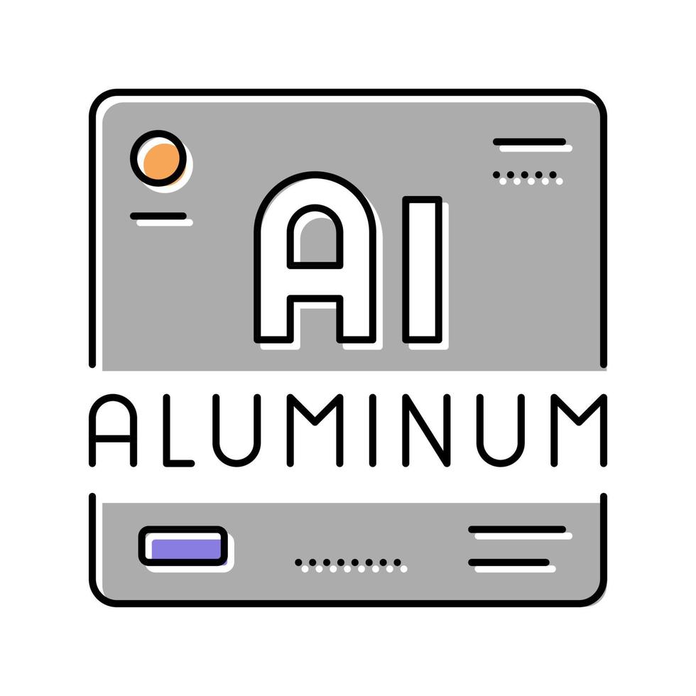 ilustración de vector de icono de color de material químico de aluminio