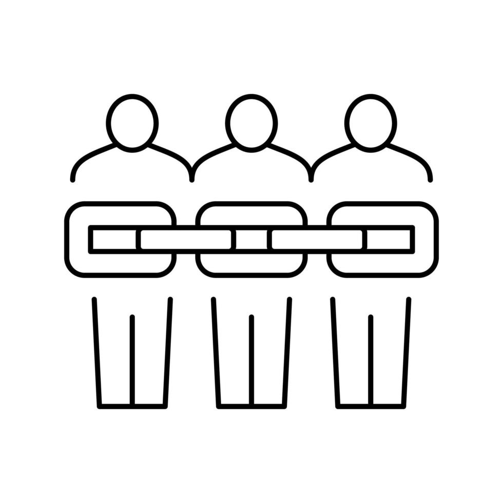 cadena de personas crowdsoursing línea icono vector ilustración