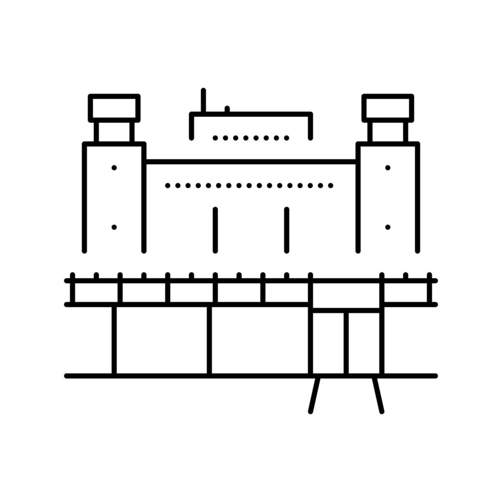 Ilustración de vector de icono de línea de edificio de prisión