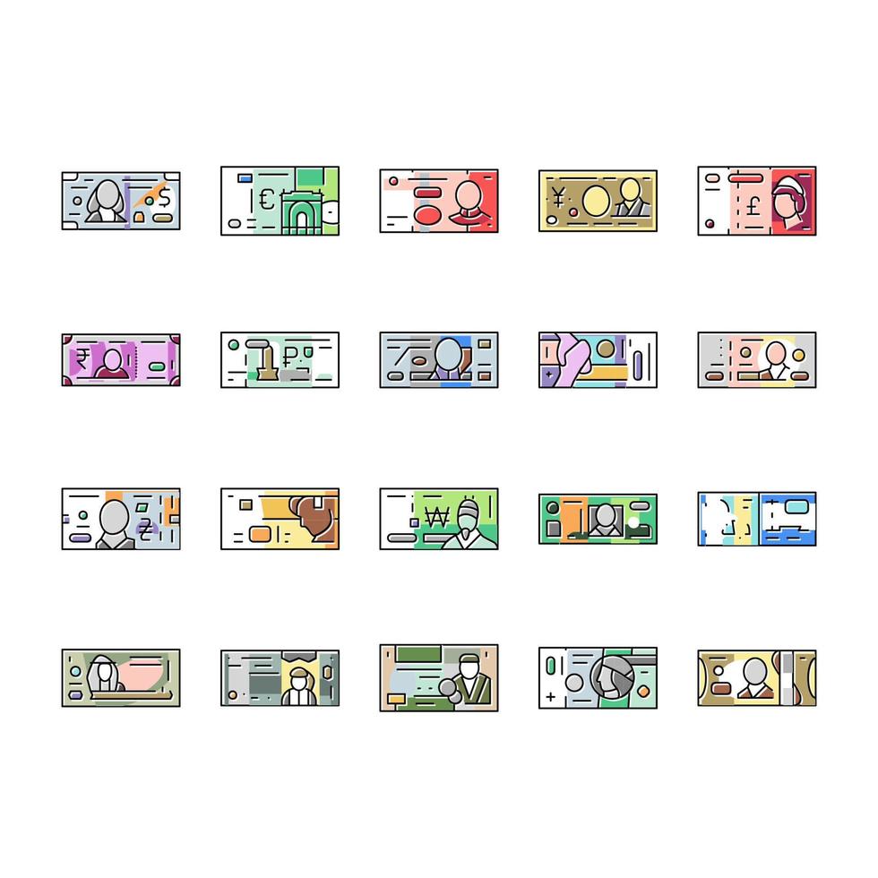 Currency International Finance Icons Set Vector