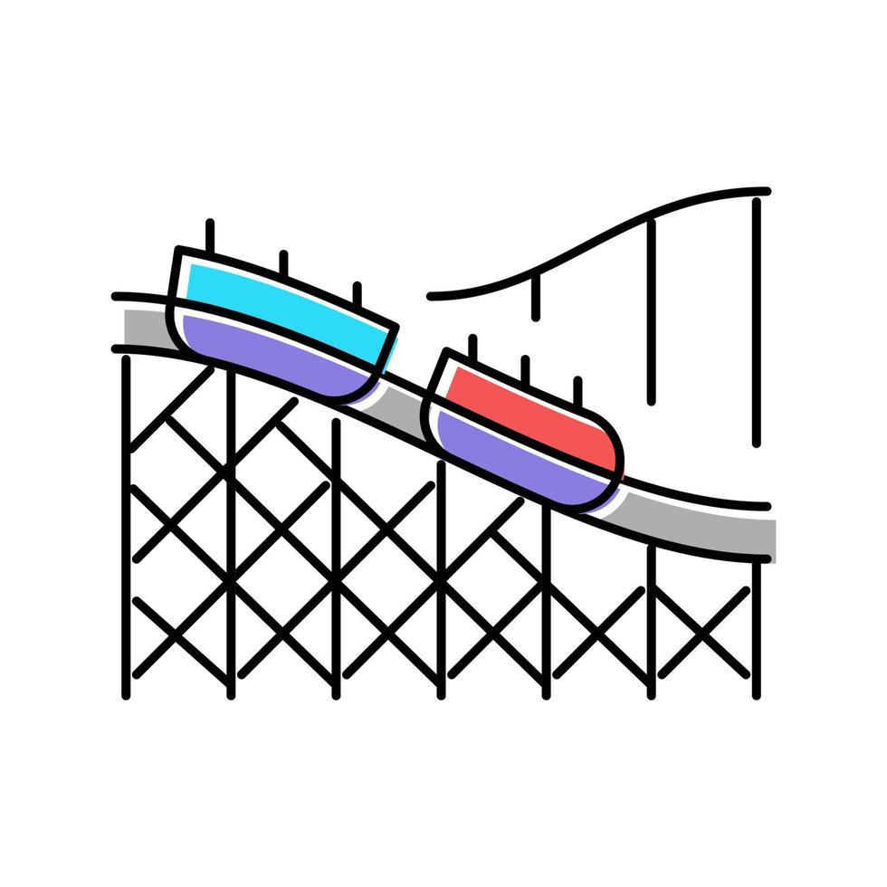 ilustración de vector de icono de color de parque de atracciones de montaña rusa