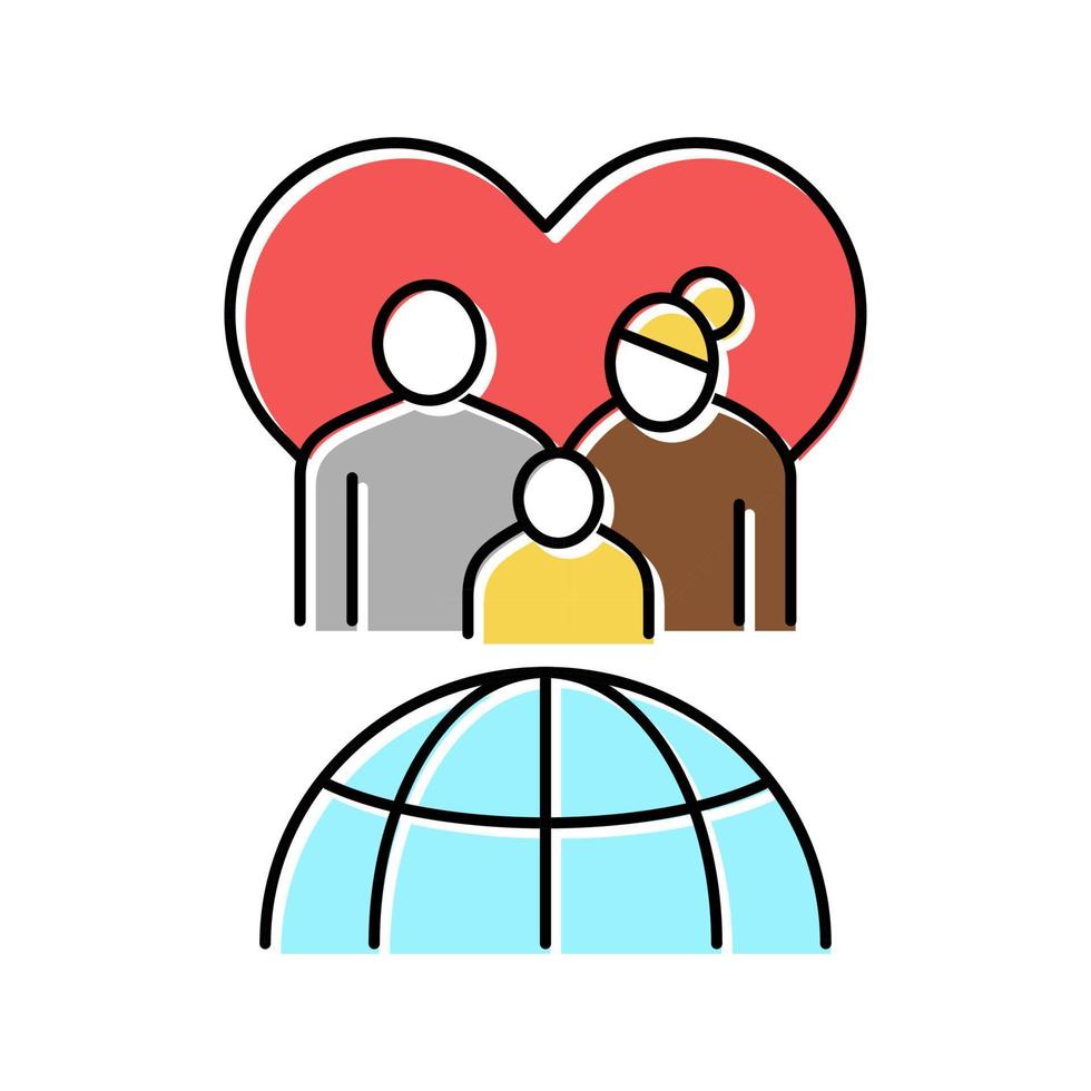 family refugee world aid color icon vector illustration