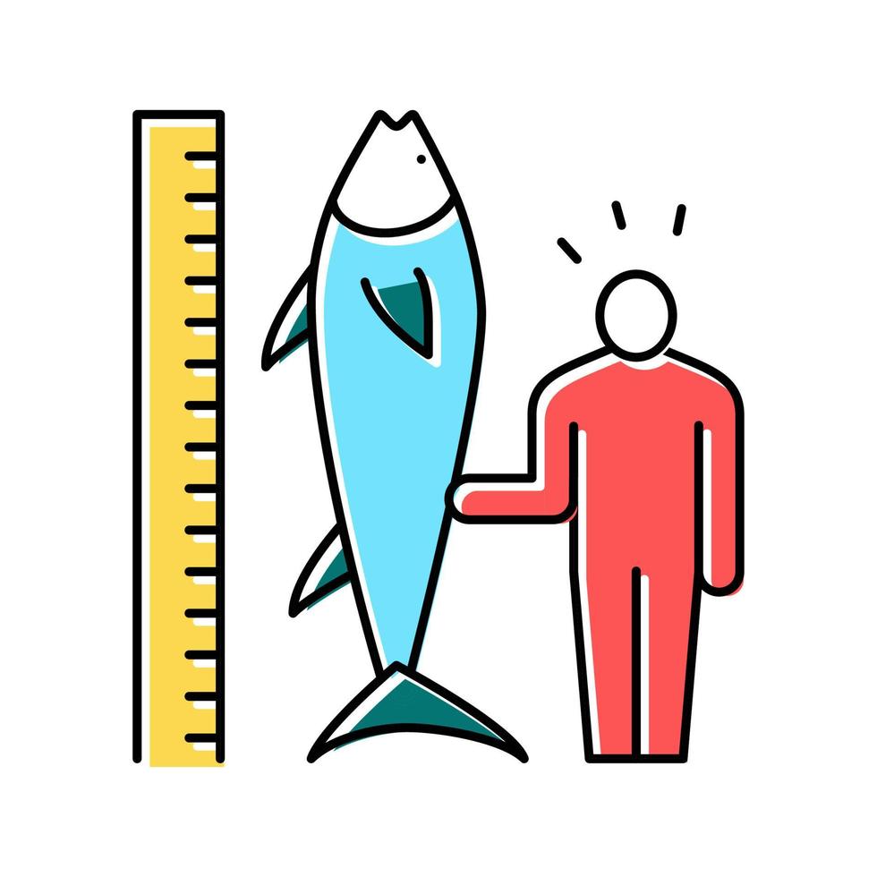 tuna size and fisherman color icon vector illustration