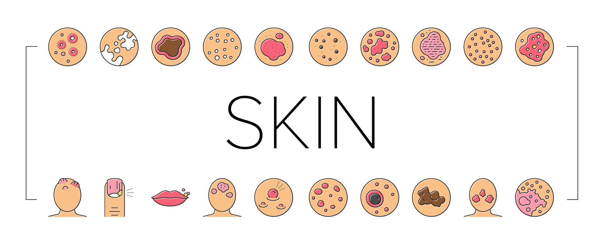 Skin Disease Symptom Collection Icons Set Vector
