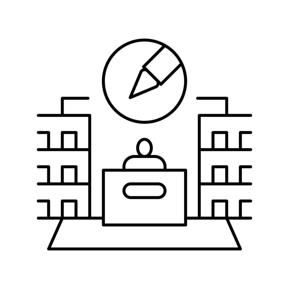 ilustración de vector de icono de línea de diseño de espacio comercial minorista