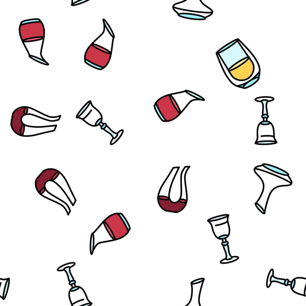 wine glass red drink alcohol vector seamless pattern