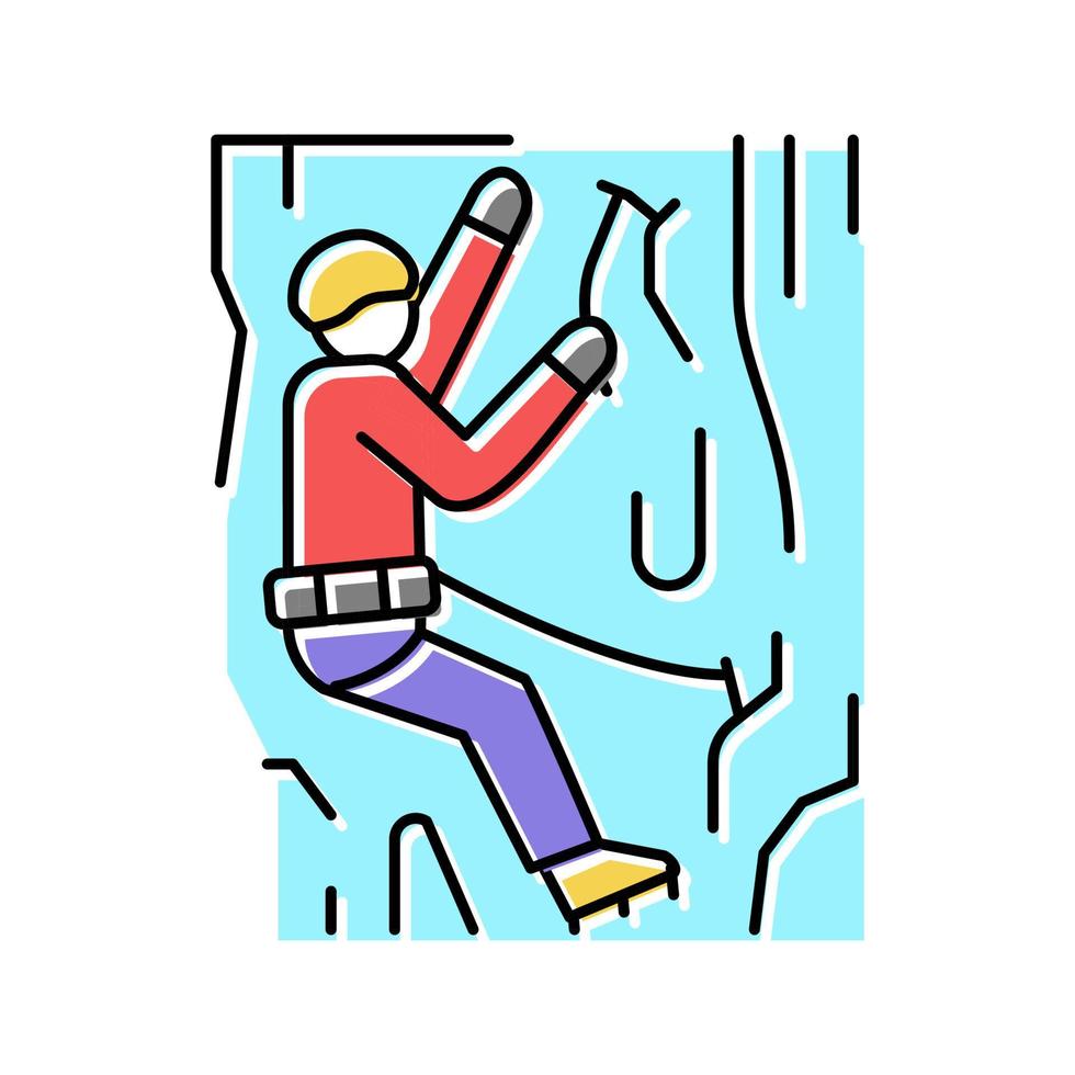 ice climbing color icon vector illustration