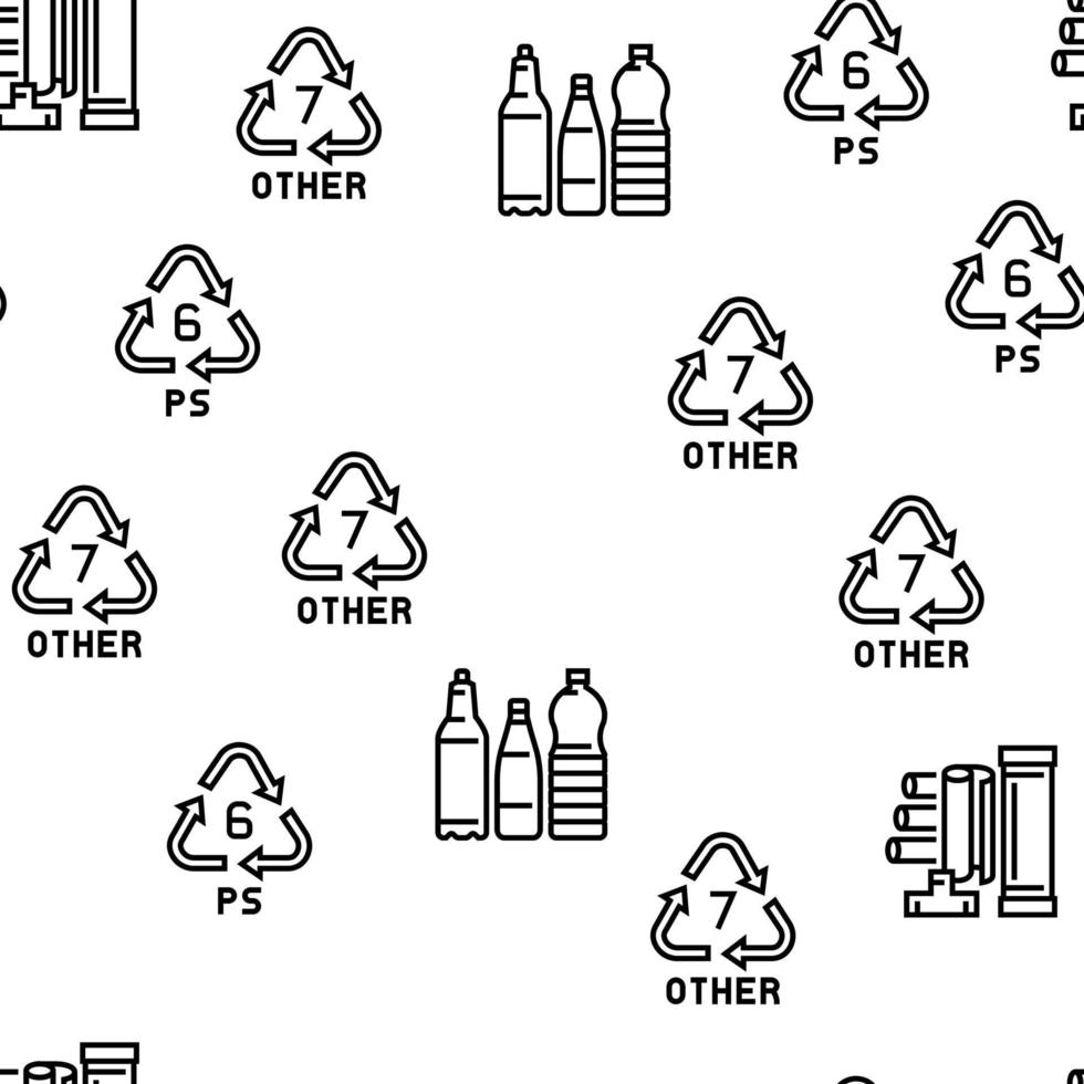 Residuos de plástico naturaleza entorno vector de patrones sin fisuras