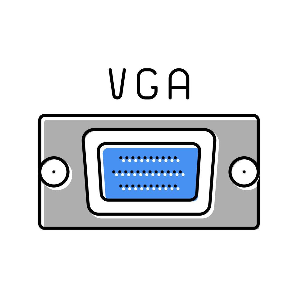 ilustración de vector de icono de color de puerto de computadora vga